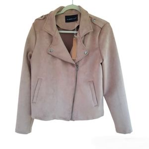 Mustard Seeds Beige Women's Coat Bike Jacket Faux Leather Size L